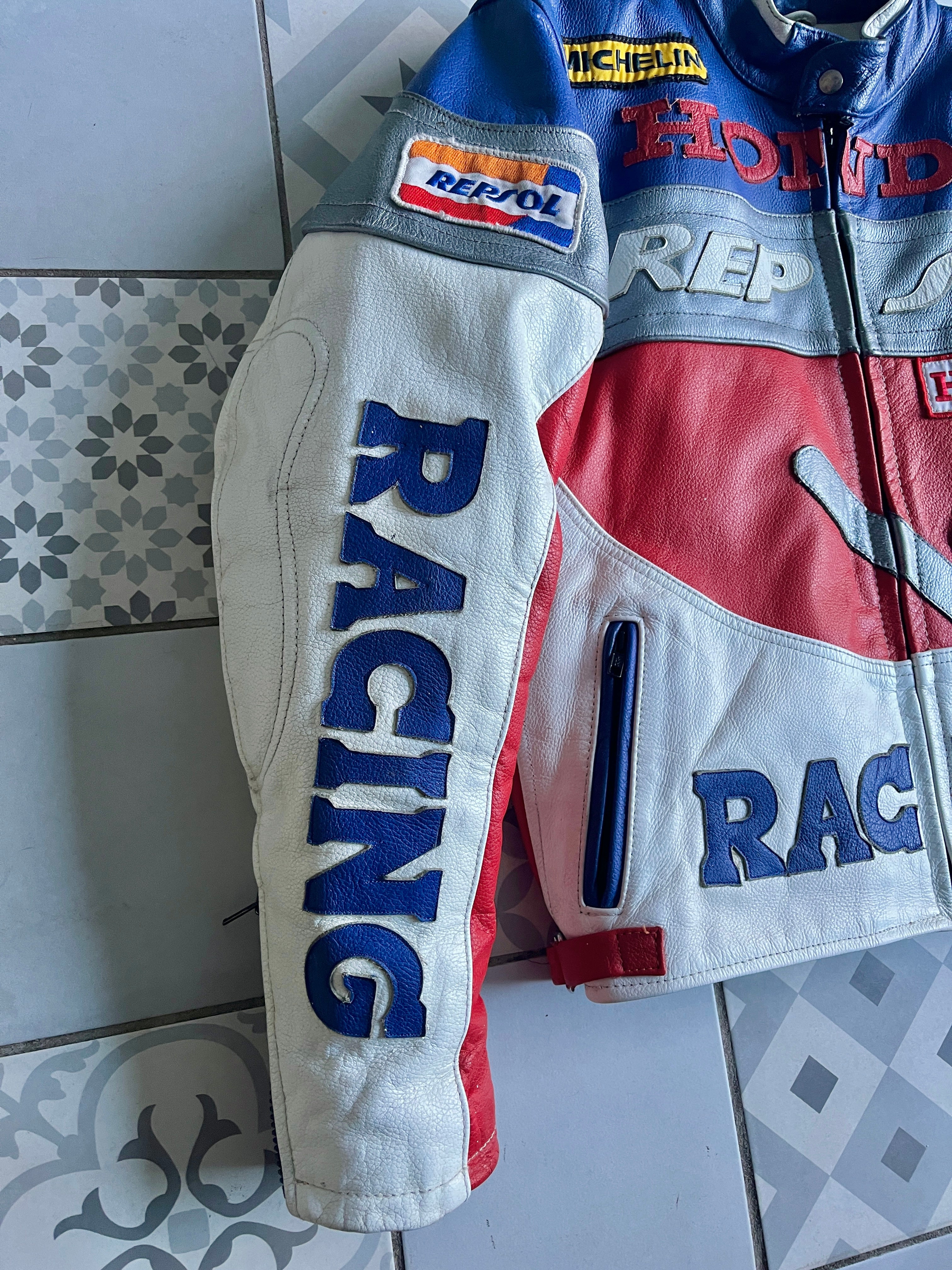 Manches avec patchs racing et fermetures éclair aux poignets - Veste Honda racing