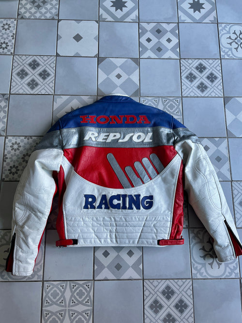 Veste de pilote Honda avec grand logo au dos - Style sport automobile années 90